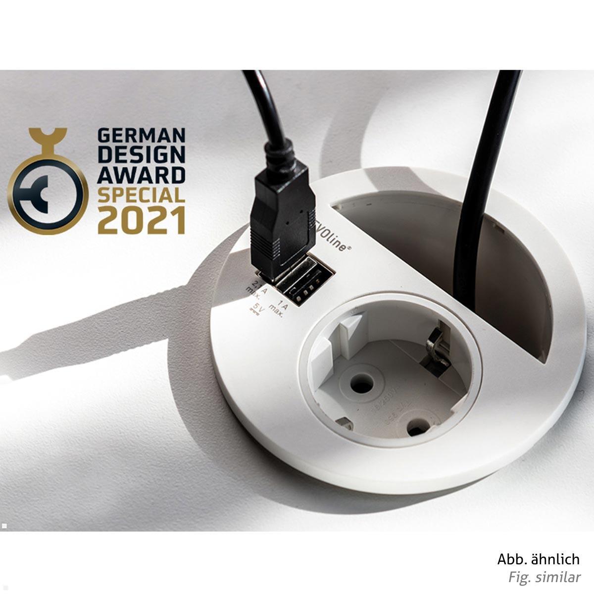 EVOline Circle80 Einbausteckdose mit USB-Charger A/C, Blende, Variante ohne Blende EVOline Circle80 Einbausteckdose mit USB-Charger A/C, Blende, Variante ohne Blende