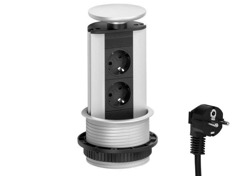 EVOline Port zweifache versenkbare Steckdose, silber, Stecker EVOline Port zweifache versenkbare Steckdose, silber, Stecker