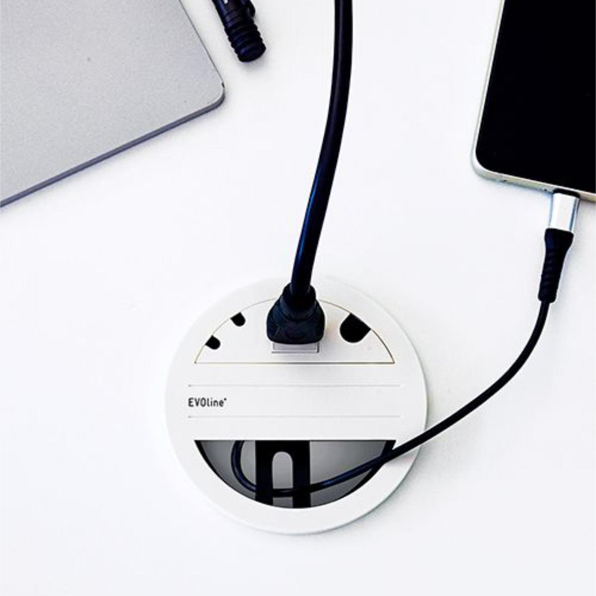 Schreibtisch Einbausteckdose USB-Charger A/C EVOline Circle80