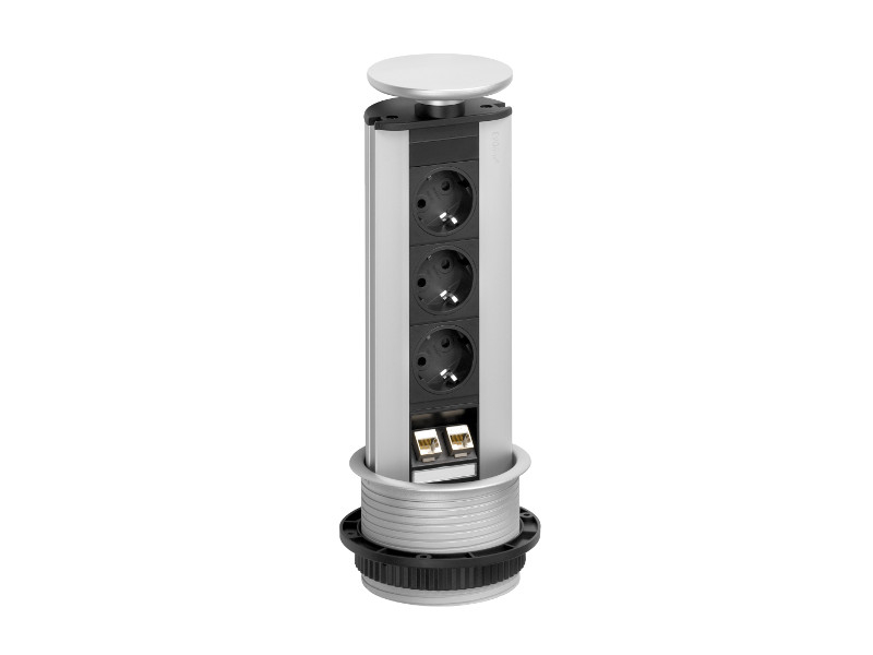 EVOline Port Data dreifache versenkbare Steckdose 2x CAT6 silber EVOline Port Data dreifache versenkbare Steckdose 2x CAT6 silber