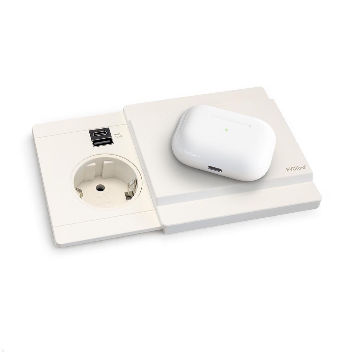 EVOline Schiebedeckel mit magnetischer Qi Ladefunktion für Circle80 USB 10W, weiß, Kopfhörer Ladestation EVOline Schiebedeckel mit magnetischer Qi Ladefunktion für Circle80 USB 10W, weiß, Kopfhörer Ladestation