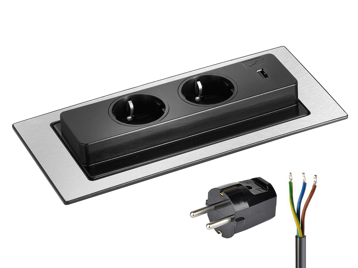 EVOLine BackFlip Cuisine 2x Steckdose, 1x USB Charger EVOLine BackFlip Cuisine 2x Steckdose, 1x USB Charger