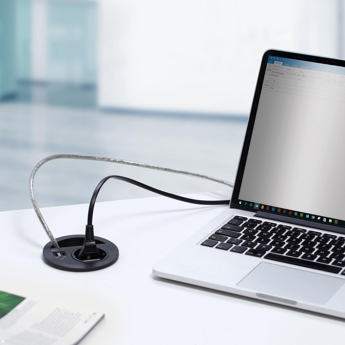 EVOline Circle80 Einbausteckdose mit USB-Doppelcharger A/C, Blende CAT6A EVOline Circle80 Einbausteckdose mit USB-Doppelcharger A/C, Blende CAT6A