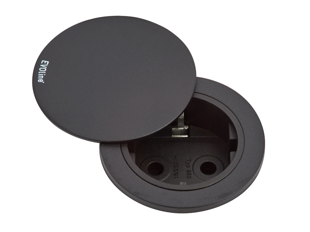 EVOline One Einbausteckdose mit Blende schwarz  EVOline One Einbausteckdose mit Blende schwarz