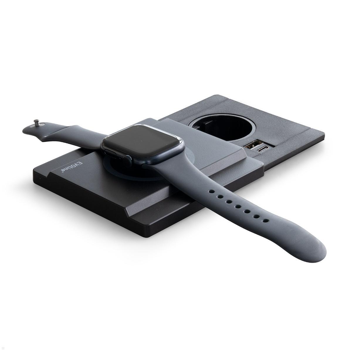 EVOline Schiebedeckel mit magnetischer Qi Ladefunktion für Circle80 USB 18W, schwarz,Smartwatch laden EVOline Schiebedeckel mit magnetischer Qi Ladefunktion für Circle80 USB 18W, schwarz,Smartwatch laden