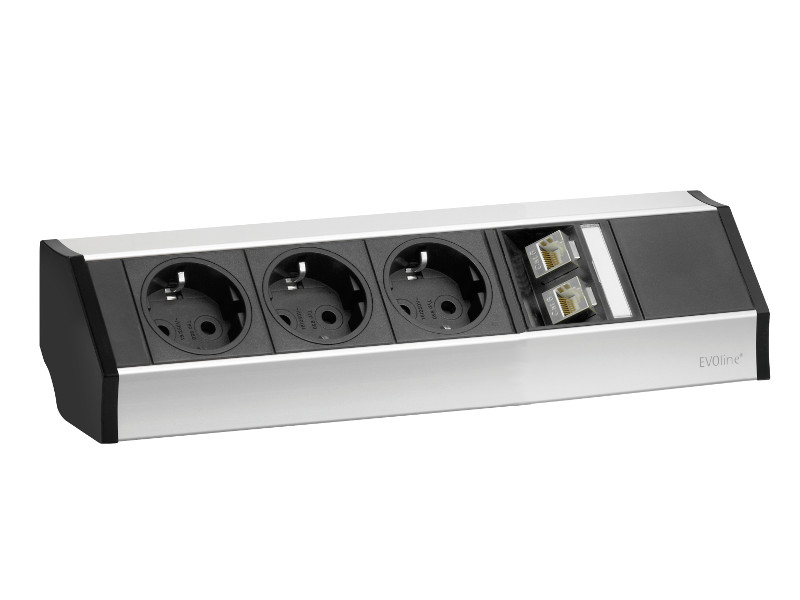 EVOline V-Dock Data Small 3x Schuko front EVOline V-Dock Data Small 3x Schuko front