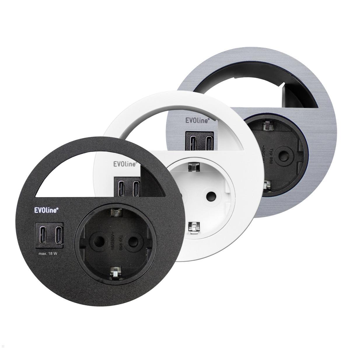 EVOline Circle80 Einbausteckdose mit USB-Charger C/C, Farbauswahl EVOline Circle80 Einbausteckdose mit USB-Charger C/C, Farbauswahl