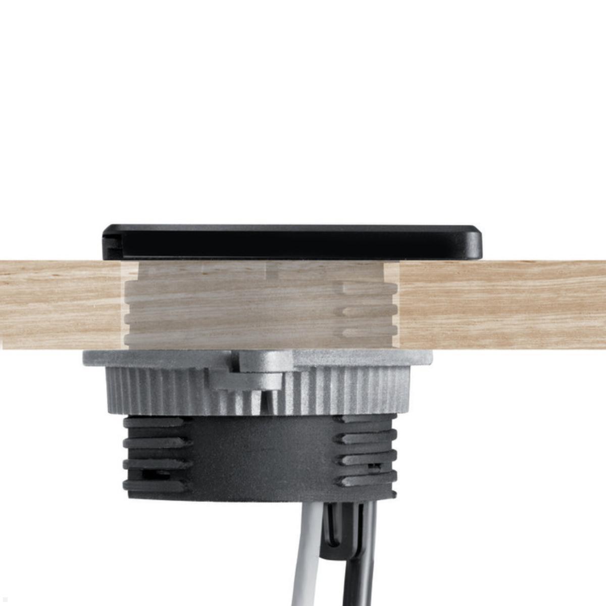 EVOline Square80 Einbausteckdose mit 1x USB-C, schwarz, geringe Höhe