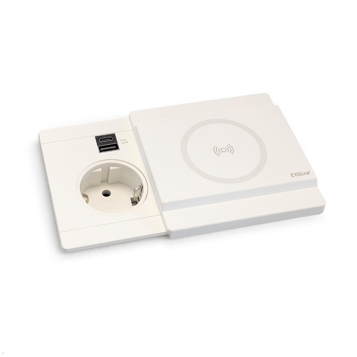 EVOline Schiebedeckel mit magnetischer Qi Ladefunktion für Circle80 USB 10W, weiß,mit Einbausteckdose (nicht enthalten) EVOline Schiebedeckel mit magnetischer Qi Ladefunktion für Circle80 USB 10W, weiß,mit Einbausteckdose (nicht enthalten)