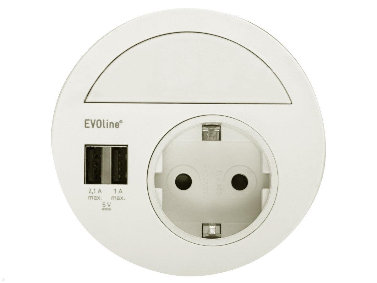 EVOline Circle80 Einbausteckdose 2xUSB mit Blende, weiß