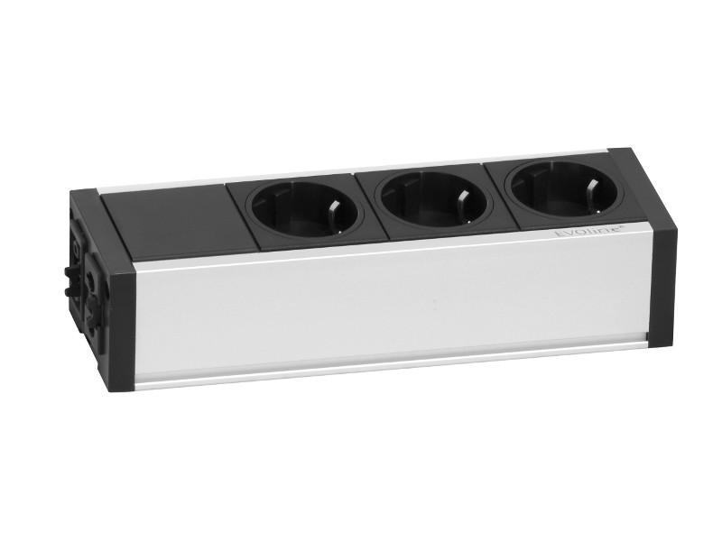 EVOline U-Dock small 3x Steckdose ohne Befestigungswinkel, silber EVOline U-Dock small 3x Steckdose ohne Befestigungswinkel, silber