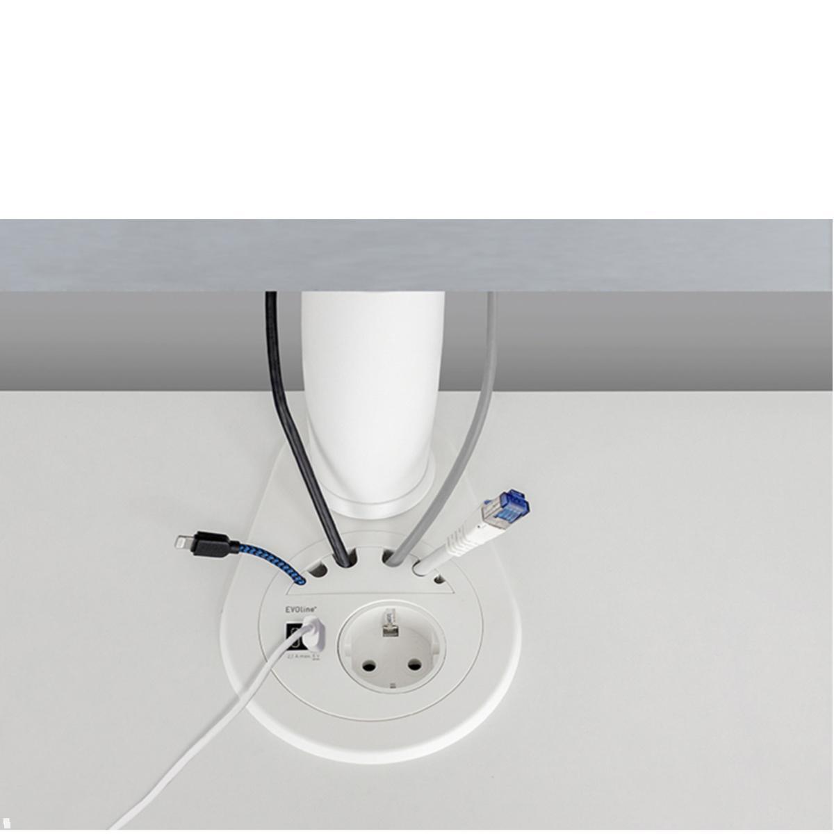 Einbausteckdose EVOline Circle80, 2x USB AC, CAT6A, weiß