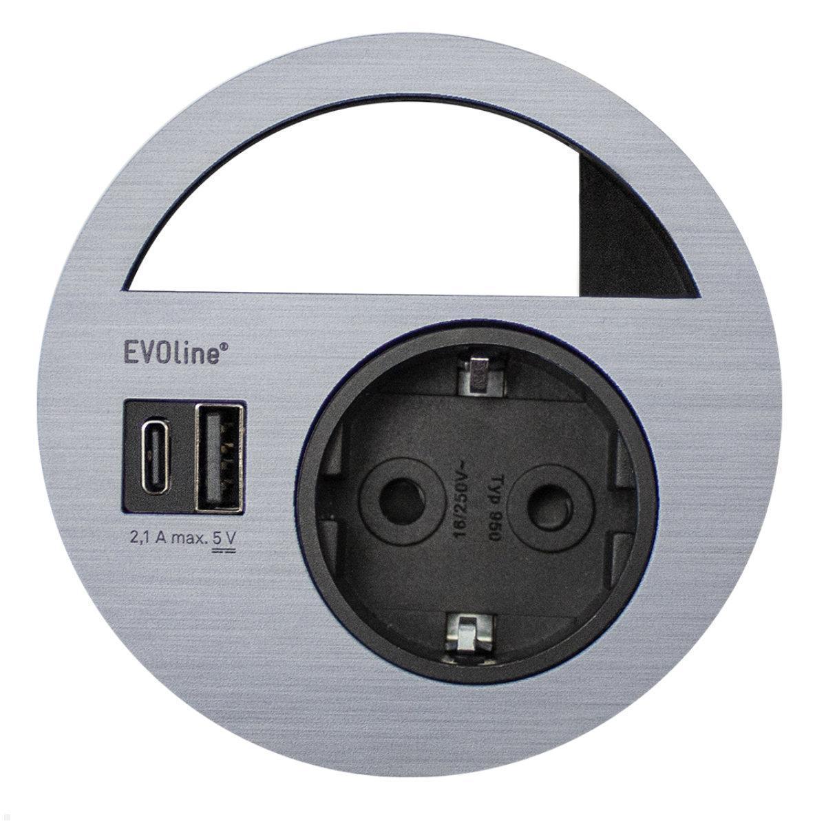 Schreibtisch Einbausteckdose USB-Charger A/C EVOline Circle80