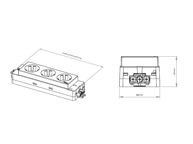 EVOline Express Typ 910 Steckdosenleiste 3x Steckdose, schwarz Zeichnung EVOline Express Typ 910 Steckdosenleiste 3x Steckdose, schwarz Zeichnung