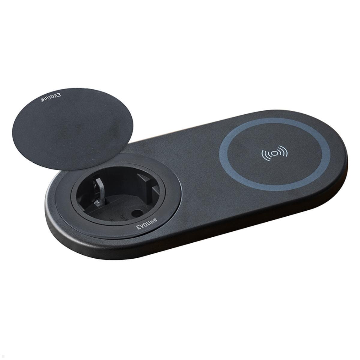 EVOline DisQ One Einbausteckdose mit Deckel, induktive Ladestation