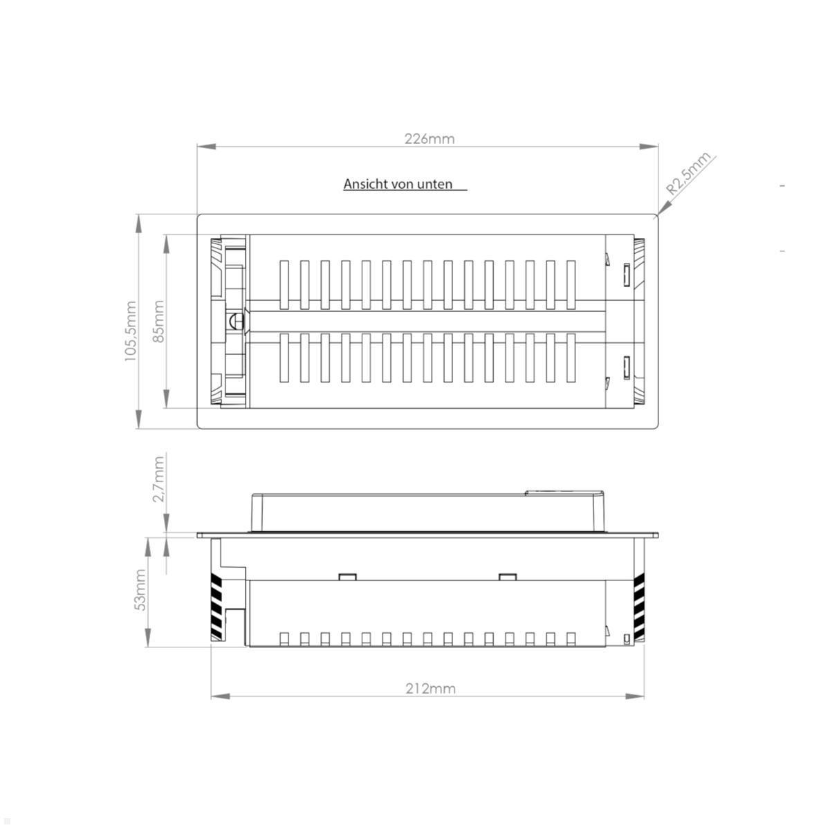 EVOLine BackFlip Cuisine 2x Steckdose mit USB-C Charger, Maße