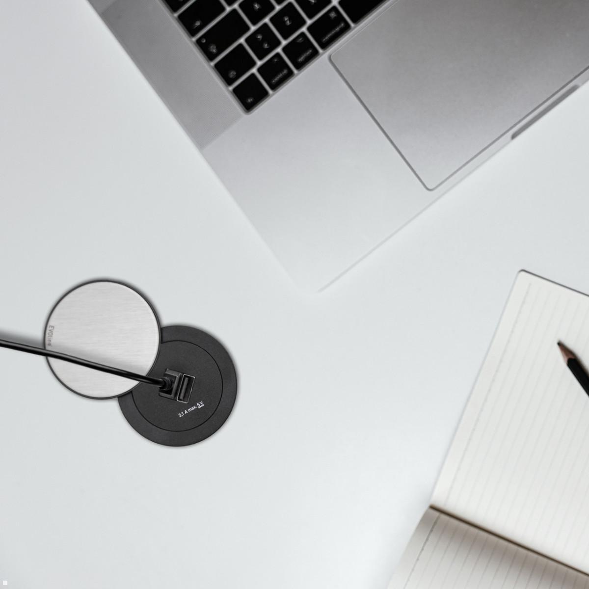 EVOline One USB-Charger A/C mit Deckel schwarz, Edelstahleinleger, Anwendung EVOline One USB-Charger A/C mit Deckel schwarz, Edelstahleinleger, Anwendung