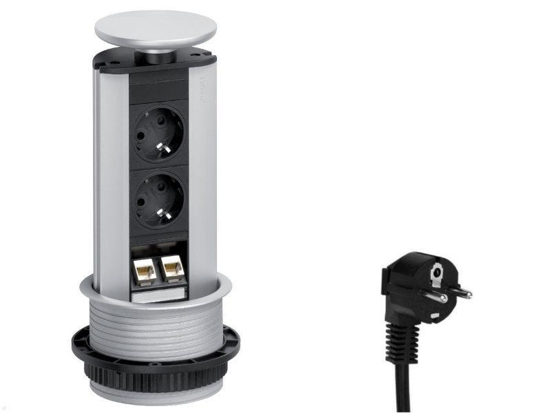 EVOline Port Data zweifache versenkbare Steckdose 2x CAT6, silber, Stecker EVOline Port Data zweifache versenkbare Steckdose 2x CAT6, silber, Stecker