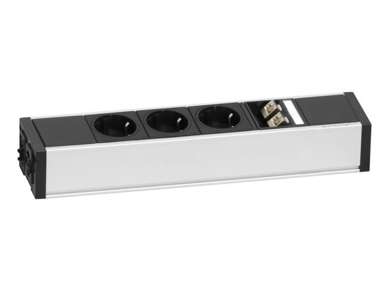 EVOline U-Dock Data small 3x Steckdose ohne Befestigungswinkel, silber EVOline U-Dock Data small 3x Steckdose ohne Befestigungswinkel, silber