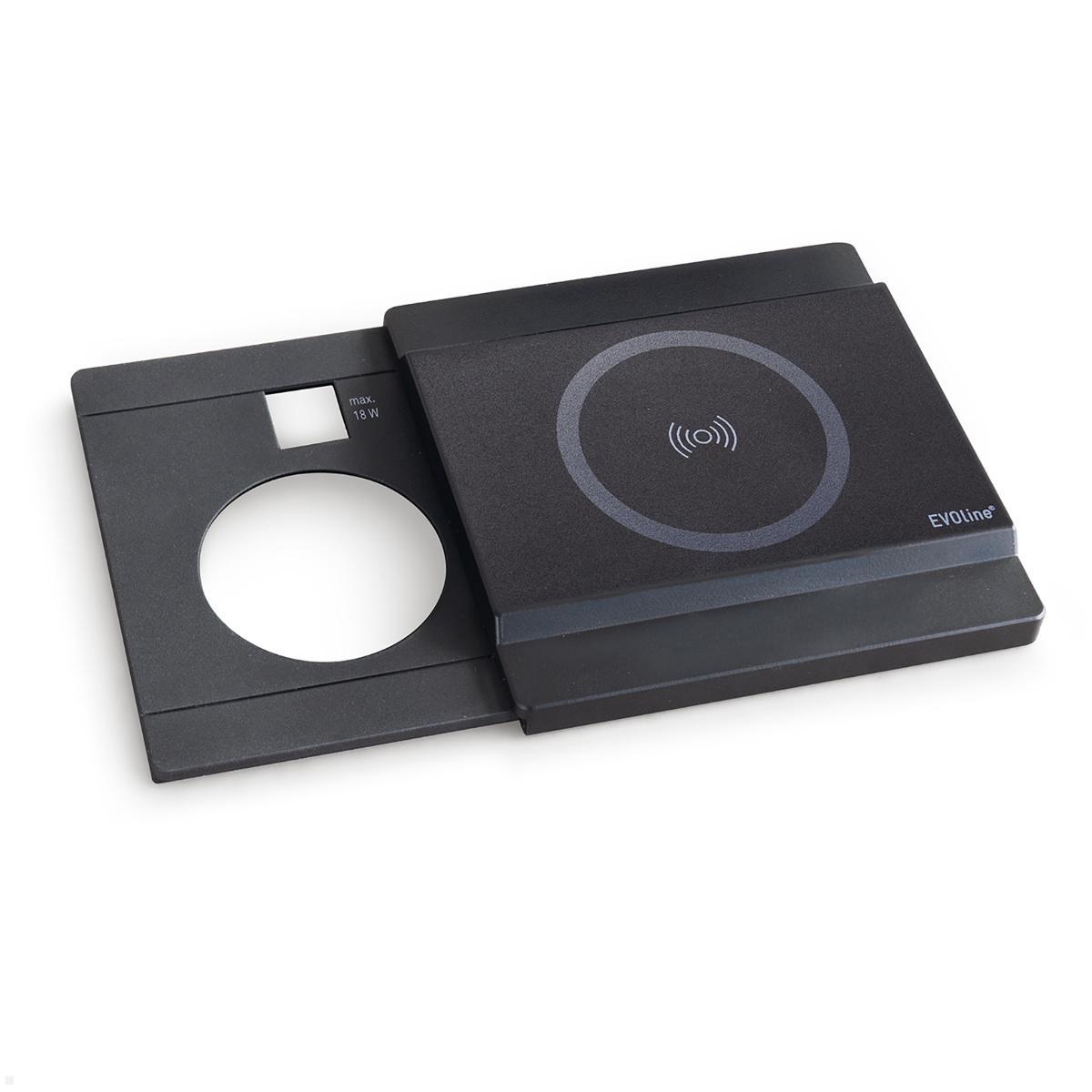 EVOline Schiebedeckel mit magnetischer Qi Ladefunktion für Circle80 USB 18W, schwarz EVOline Schiebedeckel mit magnetischer Qi Ladefunktion für Circle80 USB 18W, schwarz