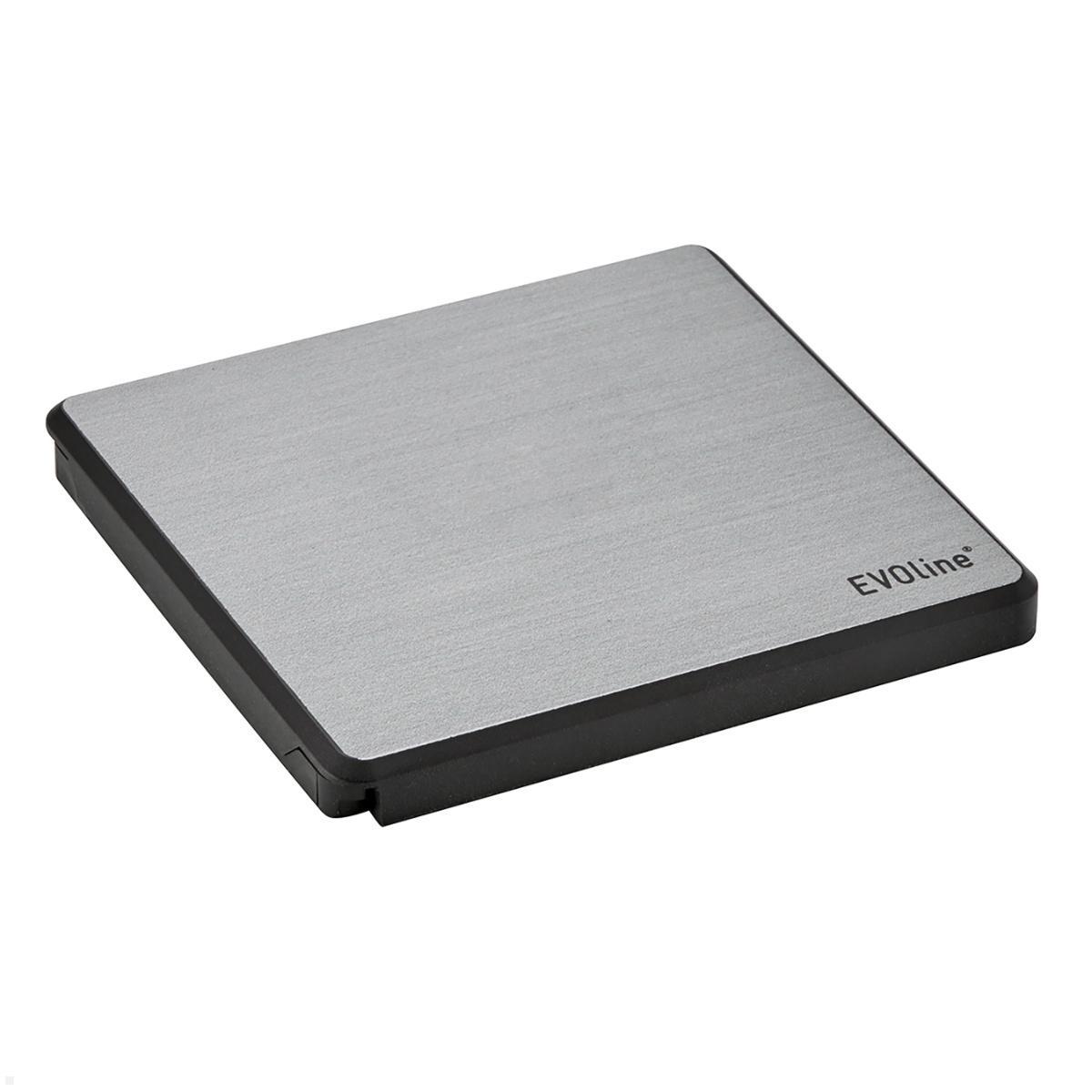 EVOline Square80 Einbausteckdose mit USB-C, CAT6 Patchkabel, Edelstahl Deckel