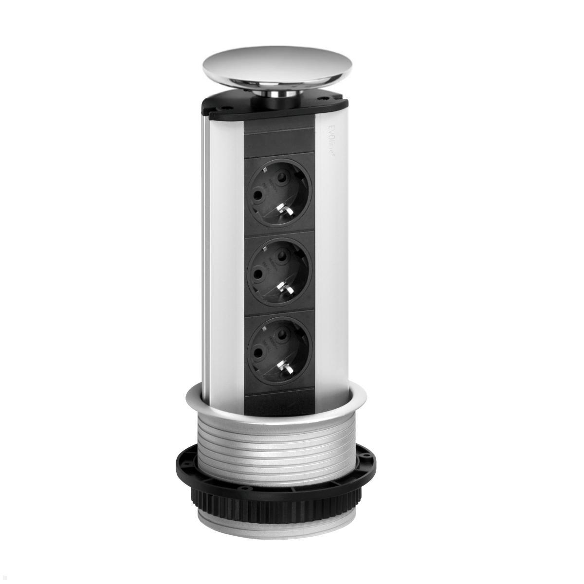 EVOline Port 3-fach versenkbare Steckdosenleiste, Wippdeckel Edelstahl EVOline Port 3-fach versenkbare Steckdosenleiste, Wippdeckel Edelstahl
