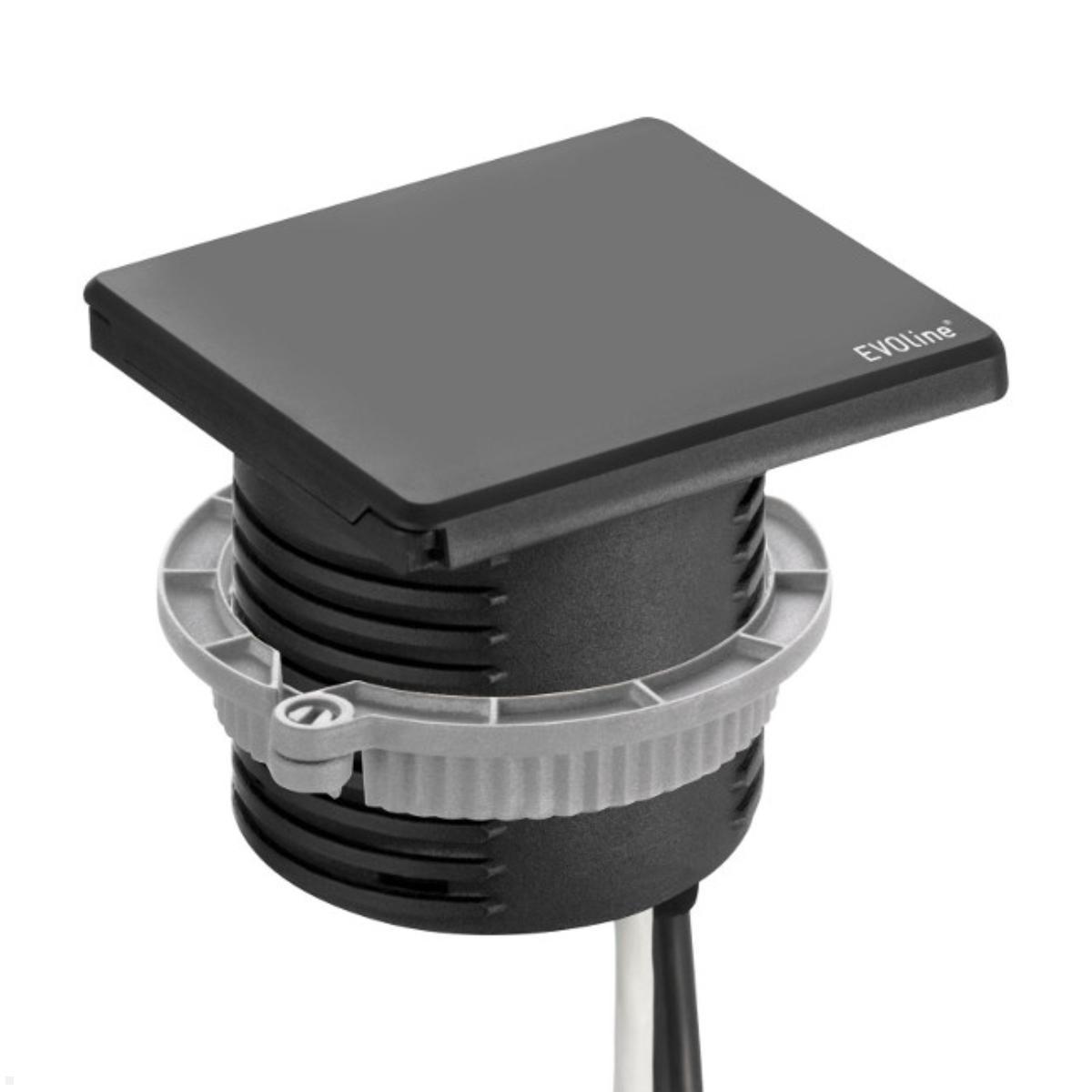 EVOline Square80 Einbausteckdose mit 1x USB-C, schwarz, einfache Montage EVOline Square80 Einbausteckdose mit 1x USB-C, schwarz, einfache Montage