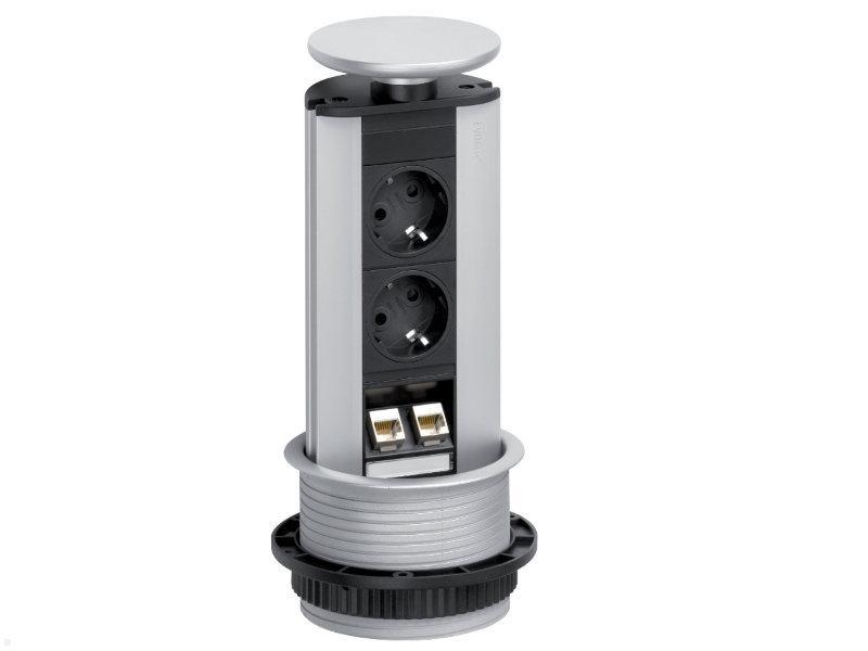 EVOline Port Data zweifache versenkbare Steckdose 2x CAT6, silber EVOline Port Data zweifache versenkbare Steckdose 2x CAT6, silber