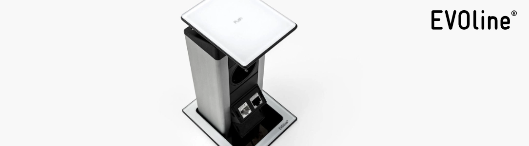 evoline-port-push-versenkbare-steckdosenleiste EVOline Steckdosenleiste Port Push, versenkbar für Küche, Möbel, Arbeitsplätze