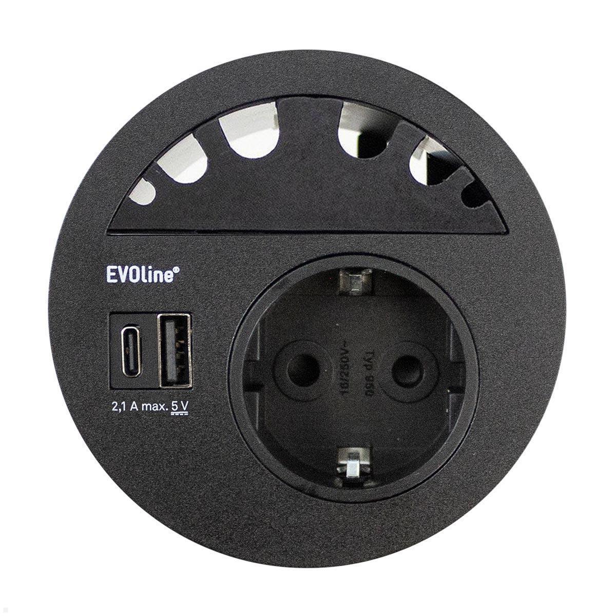 Einbau Steckdose mit USB-A / USB-C EVOline One, schwarz