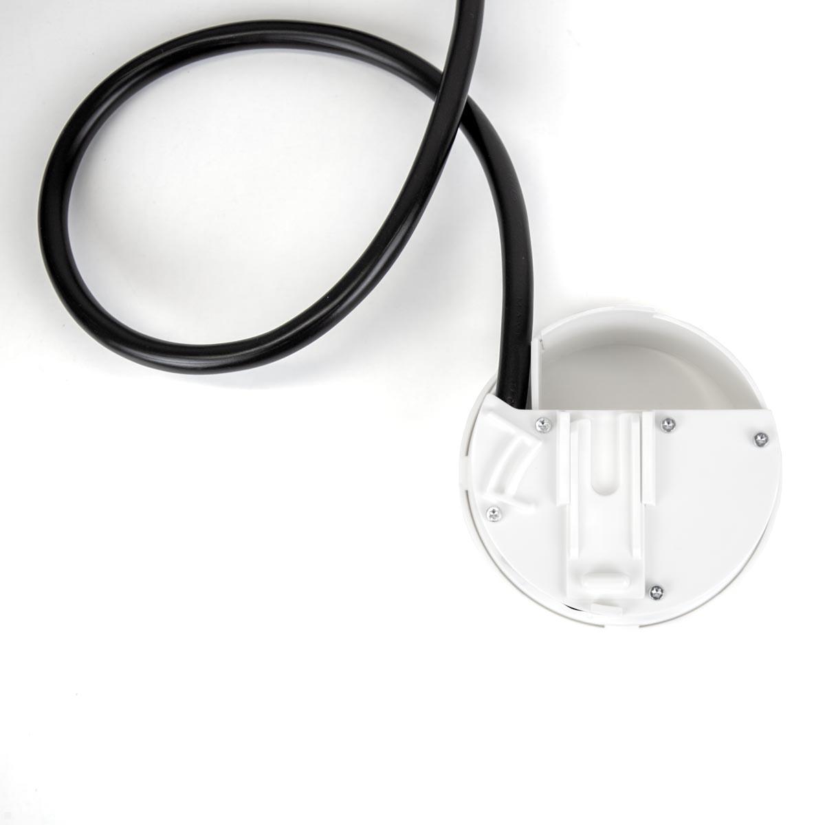 EVOline Circle80 Einbausteckdose mit USB-Doppelcharger A/C, Blende, Rückseite mit Kabel EVOline Circle80 Einbausteckdose mit USB-Doppelcharger A/C, Blende, Rückseite mit Kabel