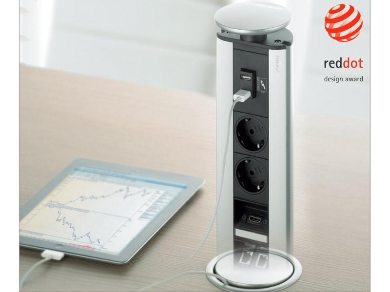 EVOline Port Data zweifache versenkbare Steckdose 2x CAT6, silber, Award Winner EVOline Port Data zweifache versenkbare Steckdose 2x CAT6, silber, Award Winner