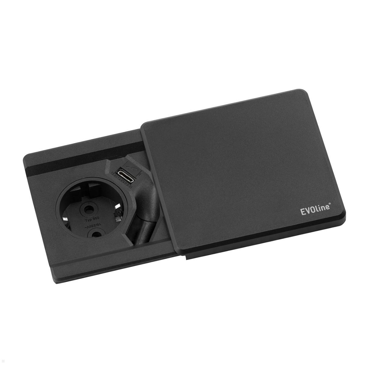EVOline Square80 Einbausteckdose mit 1x USB-C, schwarz EVOline Square80 Einbausteckdose mit 1x USB-C, schwarz