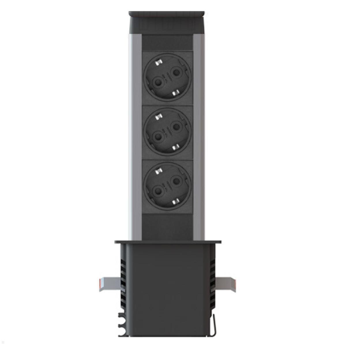 EVOline Port Push 3-fach Einbausteckdose, Ansicht EVOline Port Push 3-fach Einbausteckdose, Ansicht